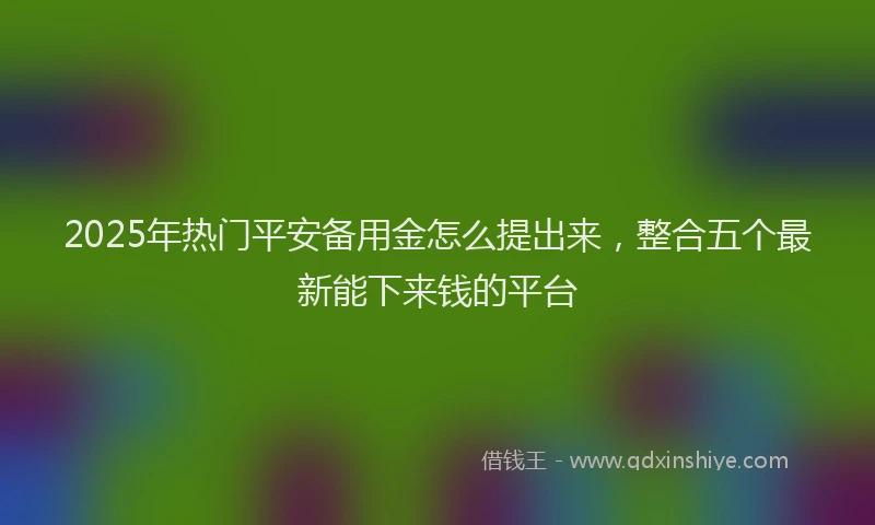 2025年热门平安备用金怎么提出来，整合五个最新能下来钱的平台