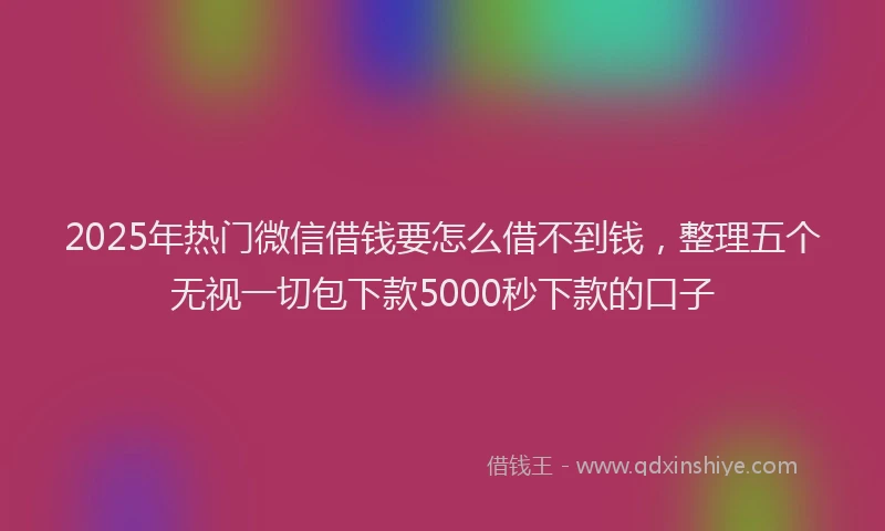 2025年热门微信借钱要怎么借不到钱，整理五个无视一切包下款5000秒下款的口子