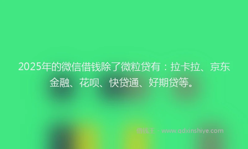 2025年的微信借钱除了微粒贷有：拉卡拉、京东金融、花呗、快贷通、好期贷等。