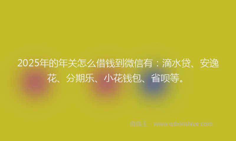2025年的年关怎么借钱到微信有：滴水贷、安逸花、分期乐、小花钱包、省呗等。