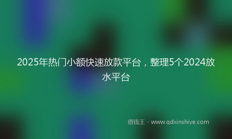 2025年热门小额快速放款平台，整理5个2024放水平台