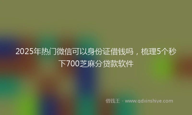 2025年热门微信可以身份证借钱吗，梳理5个秒下700芝麻分贷款软件