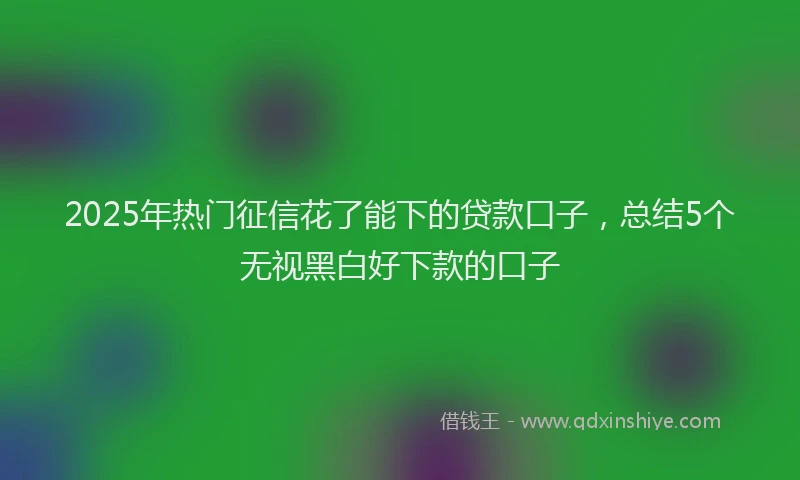 2025年热门征信花了能下的贷款口子，总结5个无视黑白好下款的口子