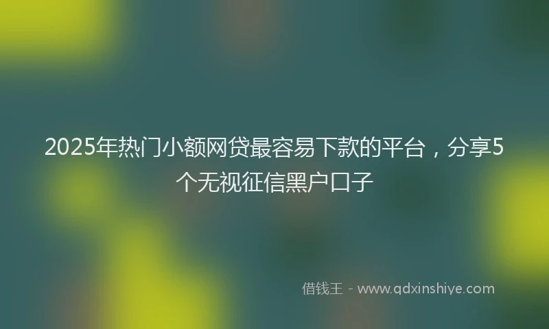 2025年热门小额网贷最容易下款的平台，分享5个无视征信黑户口子