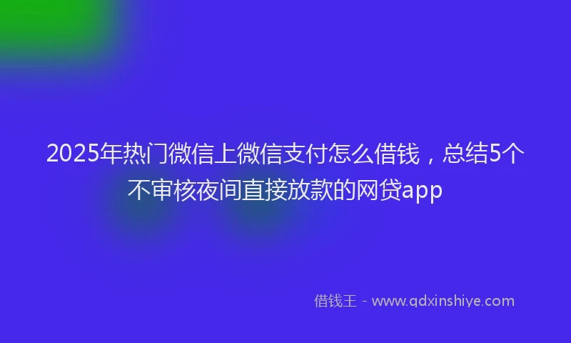 2025年热门微信上微信支付怎么借钱，总结5个不审核夜间直接放款的网贷app