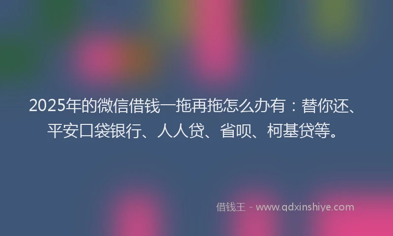 2025年的微信借钱一拖再拖怎么办有：替你还、平安口袋银行、人人贷、省呗、柯基贷等。
