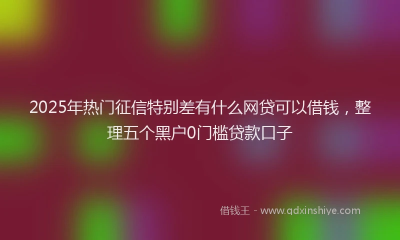 2025年热门征信特别差有什么网贷可以借钱，整理五个黑户0门槛贷款口子