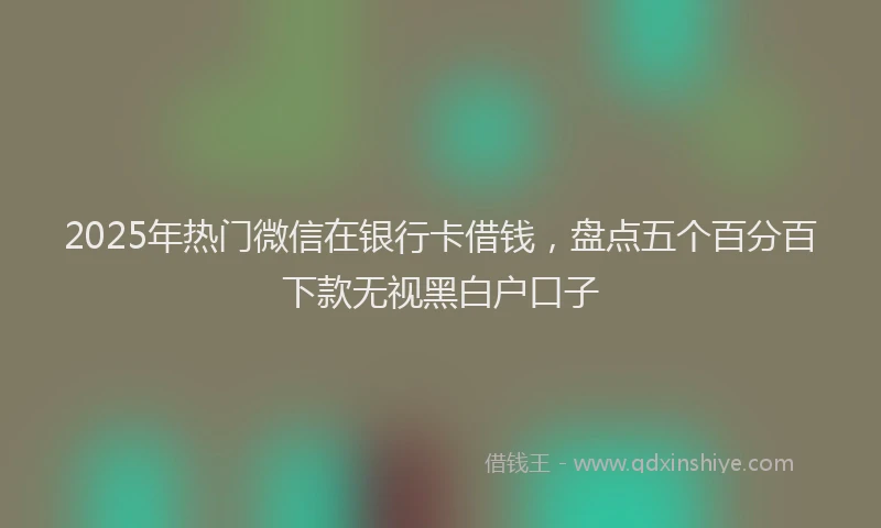 2025年热门微信在银行卡借钱，盘点五个百分百下款无视黑白户口子