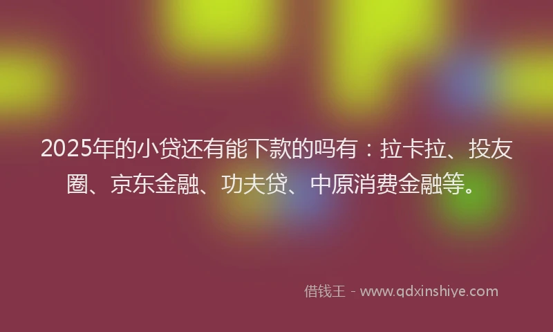 2025年的小贷还有能下款的吗有：拉卡拉、投友圈、京东金融、功夫贷、中原消费金融等。