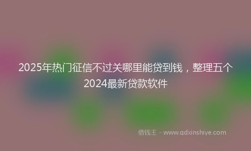 2025年热门征信不过关哪里能贷到钱，整理五个2024最新贷款软件