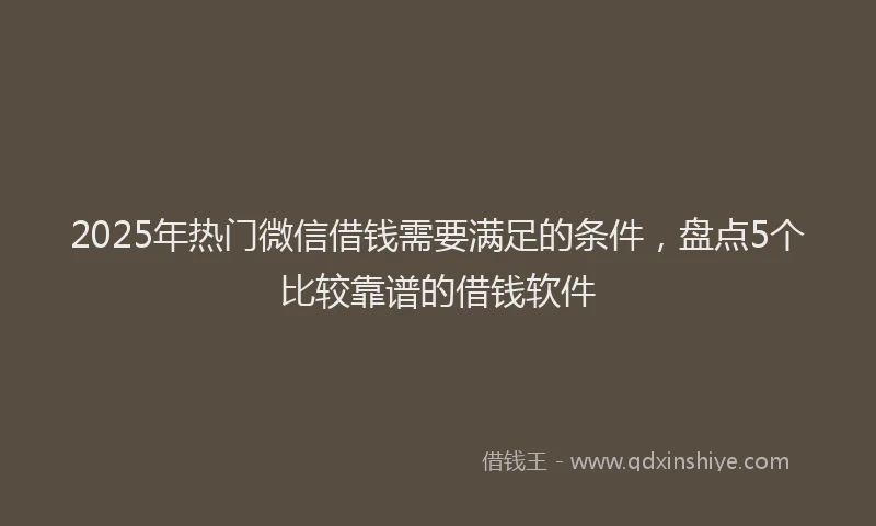 2025年热门微信借钱需要满足的条件，盘点5个比较靠谱的借钱软件