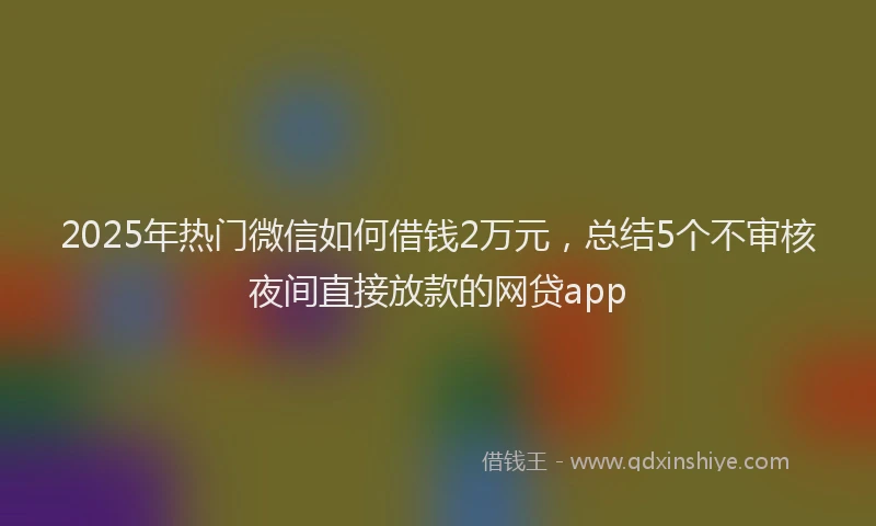 2025年热门微信如何借钱2万元，总结5个不审核夜间直接放款的网贷app