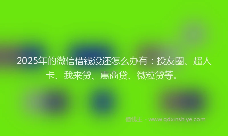 2025年的微信借钱没还怎么办有：投友圈、超人卡、我来贷、惠商贷、微粒贷等。