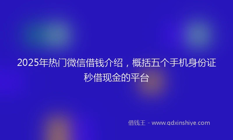 2025年热门微信借钱介绍，概括五个手机身份证秒借现金的平台