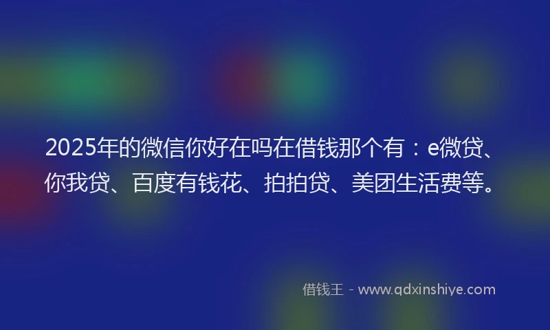2025年的微信你好在吗在借钱那个有：e微贷、你我贷、百度有钱花、拍拍贷、美团生活费等。