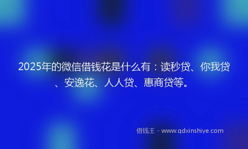 2025年的微信借钱花是什么有：读秒贷、你我贷、安逸花、人人贷、惠商贷等。