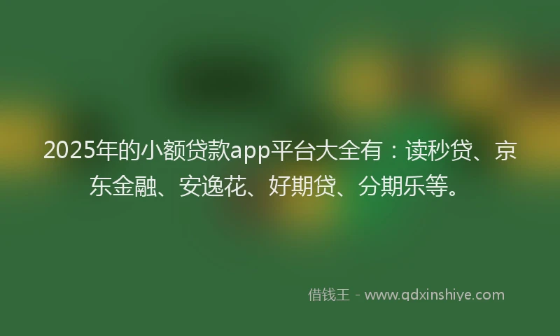 2025年的小额贷款app平台大全有：读秒贷、京东金融、安逸花、好期贷、分期乐等。