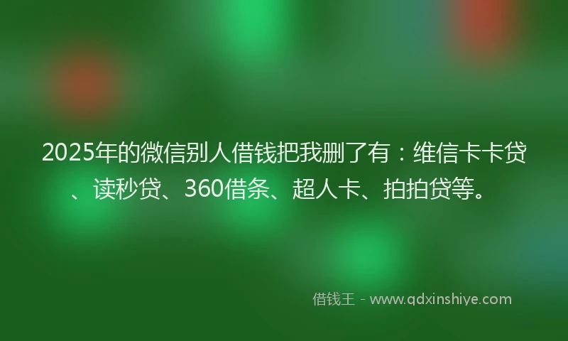 2025年的微信别人借钱把我删了有：维信卡卡贷、读秒贷、360借条、超人卡、拍拍贷等。