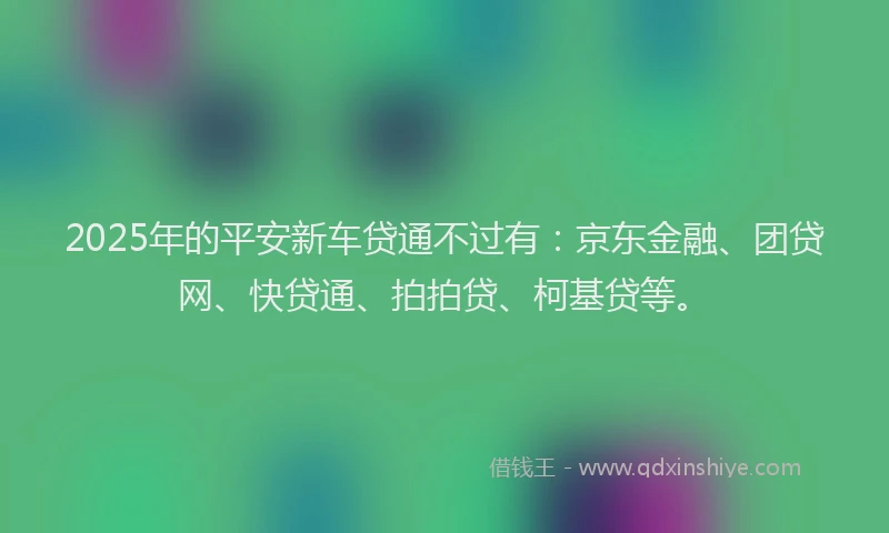 2025年的平安新车贷通不过有：京东金融、团贷网、快贷通、拍拍贷、柯基贷等。