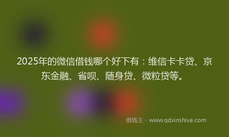 2025年的微信借钱哪个好下有：维信卡卡贷、京东金融、省呗、随身贷、微粒贷等。
