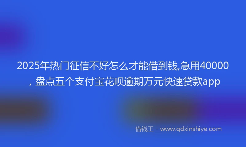 2025年热门征信不好怎么才能借到钱,急用40000，盘点五个支付宝花呗逾期万元快速贷款app