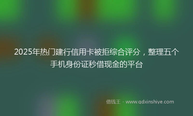 2025年热门建行信用卡被拒综合评分，整理五个手机身份证秒借现金的平台