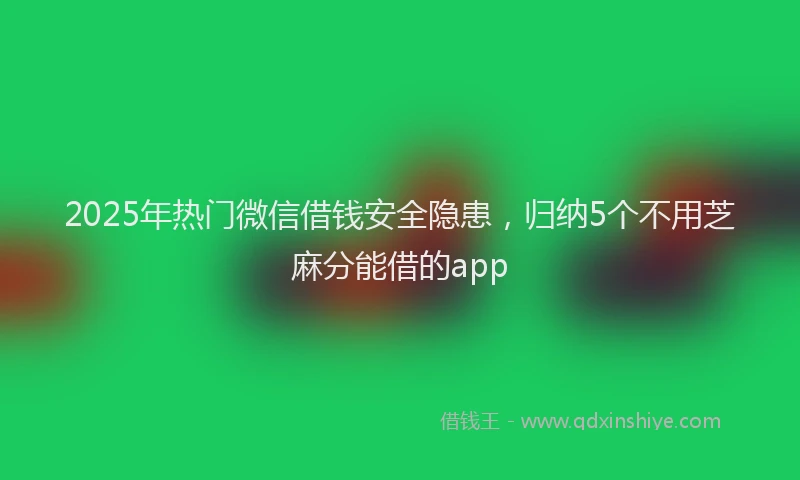 2025年热门微信借钱安全隐患，归纳5个不用芝麻分能借的app