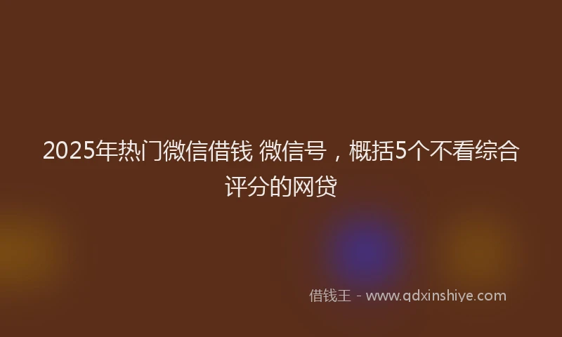 2025年热门微信借钱 微信号，概括5个不看综合评分的网贷