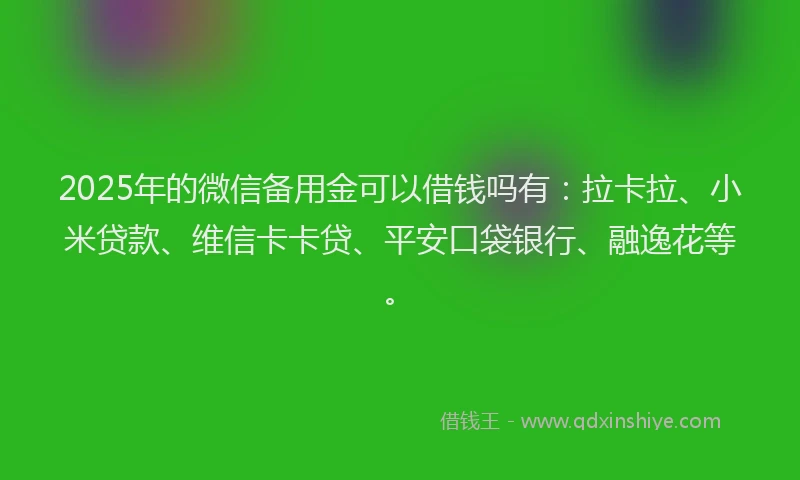 2025年的微信备用金可以借钱吗有：拉卡拉、小米贷款、维信卡卡贷、平安口袋银行、融逸花等。
