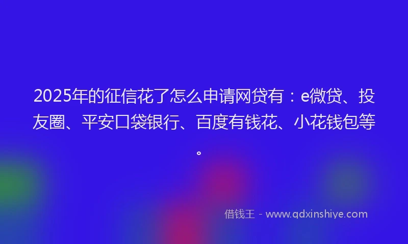 2025年的征信花了怎么申请网贷有：e微贷、投友圈、平安口袋银行、百度有钱花、小花钱包等。