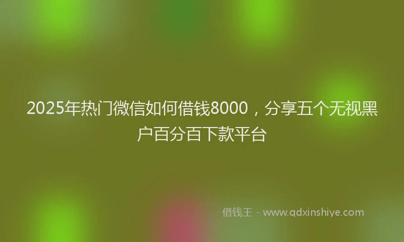 2025年热门微信如何借钱8000，分享五个无视黑户百分百下款平台