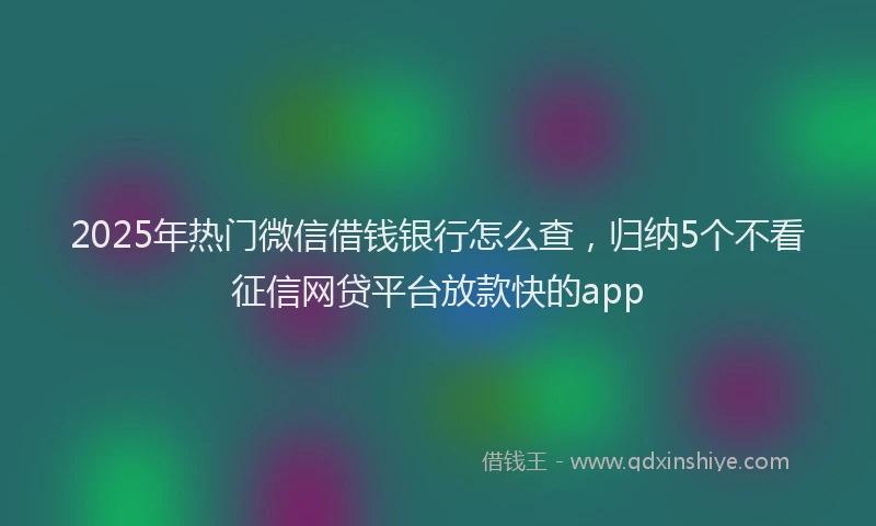 2025年热门微信借钱银行怎么查，归纳5个不看征信网贷平台放款快的app