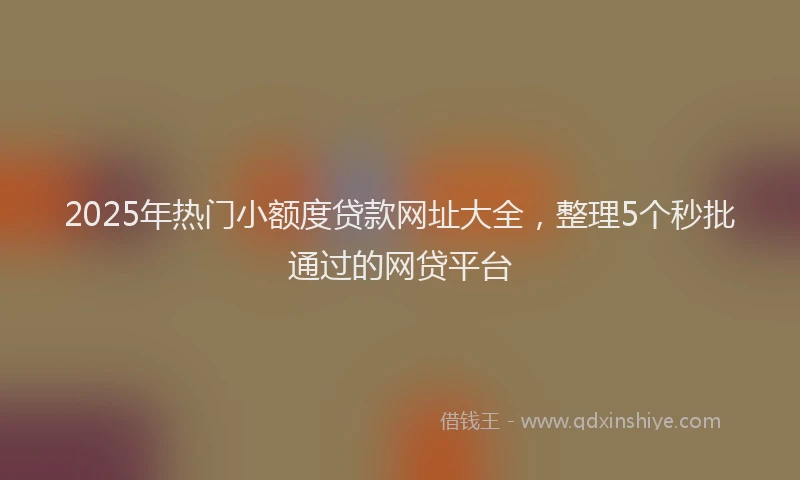 2025年热门小额度贷款网址大全，整理5个秒批通过的网贷平台