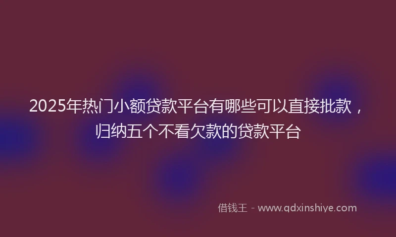 2025年热门小额贷款平台有哪些可以直接批款，归纳五个不看欠款的贷款平台