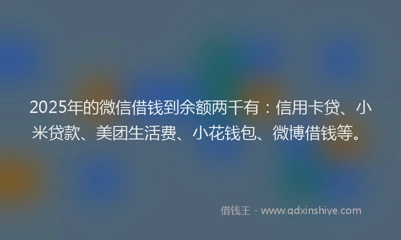 2025年的微信借钱到余额两千有：信用卡贷、小米贷款、美团生活费、小花钱包、微博借钱等。