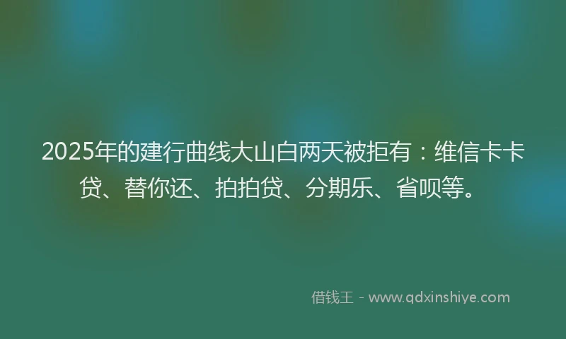 2025年的建行曲线大山白两天被拒有：维信卡卡贷、替你还、拍拍贷、分期乐、省呗等。