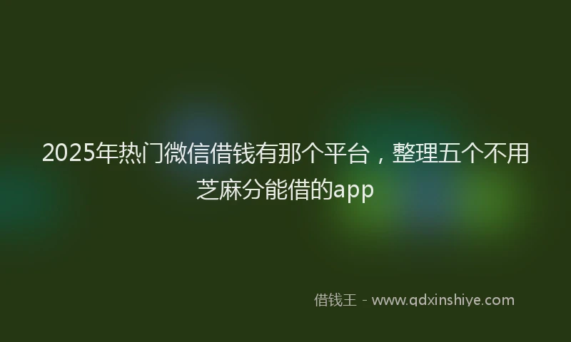 2025年热门微信借钱有那个平台，整理五个不用芝麻分能借的app