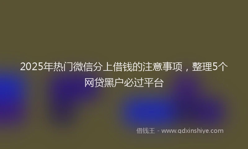 2025年热门微信分上借钱的注意事项，整理5个网贷黑户必过平台