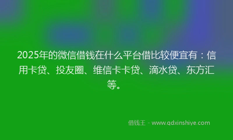 2025年的微信借钱在什么平台借比较便宜有：信用卡贷、投友圈、维信卡卡贷、滴水贷、东方汇等。