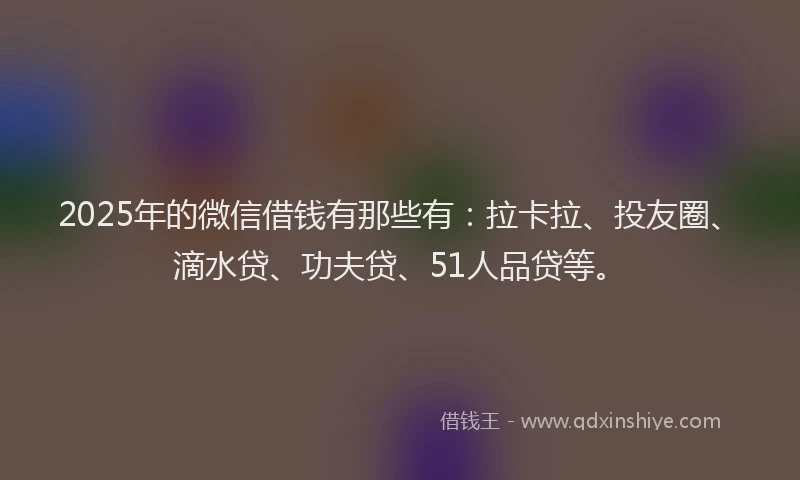 2025年的微信借钱有那些有：拉卡拉、投友圈、滴水贷、功夫贷、51人品贷等。