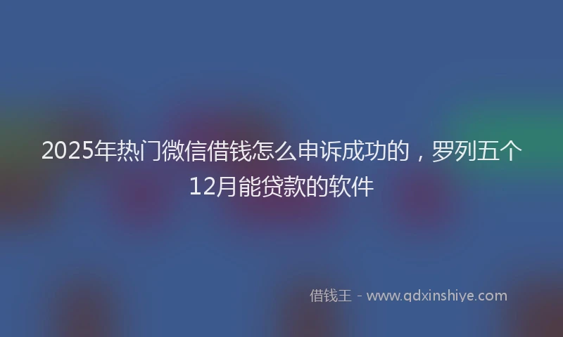 2025年热门微信借钱怎么申诉成功的，罗列五个12月能贷款的软件
