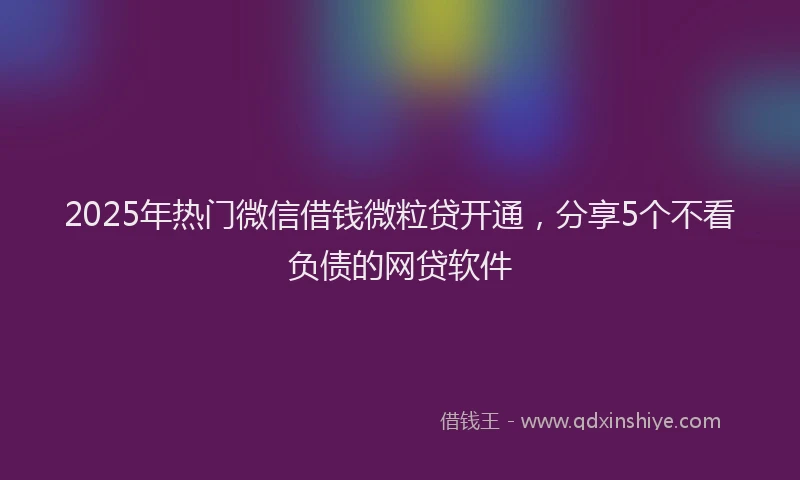 2025年热门微信借钱微粒贷开通，分享5个不看负债的网贷软件