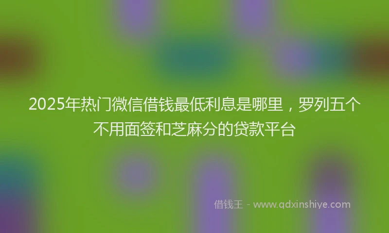 2025年热门微信借钱最低利息是哪里，罗列五个不用面签和芝麻分的贷款平台