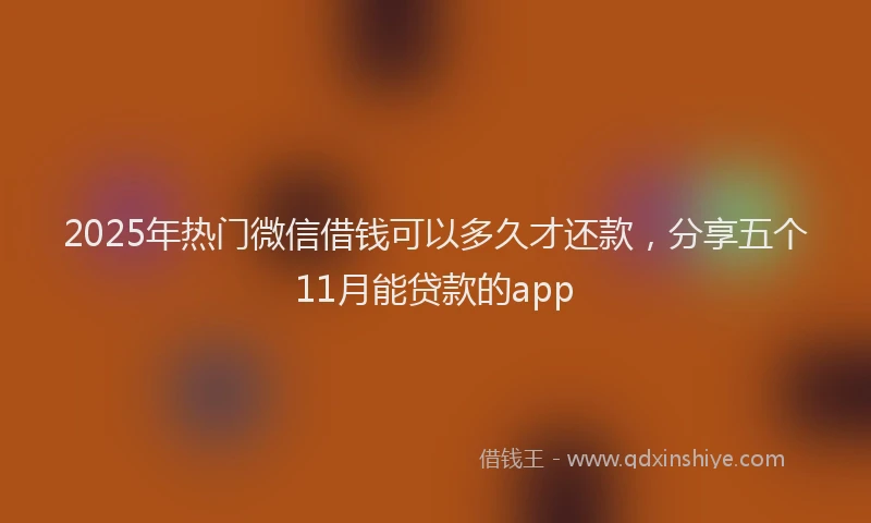 2025年热门微信借钱可以多久才还款，分享五个11月能贷款的app