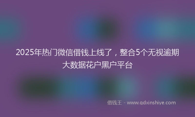 2025年热门微信借钱上线了，整合5个无视逾期大数据花户黑户平台