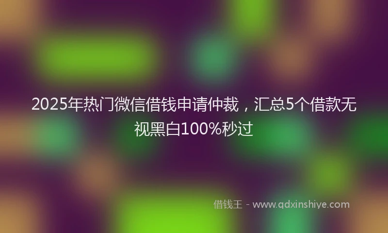 2025年热门微信借钱申请仲裁，汇总5个借款无视黑白100%秒过