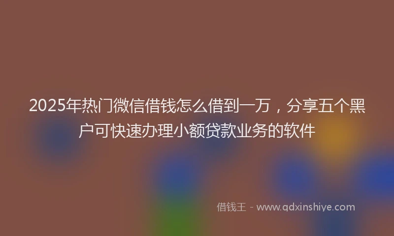 2025年热门微信借钱怎么借到一万，分享五个黑户可快速办理小额贷款业务的软件
