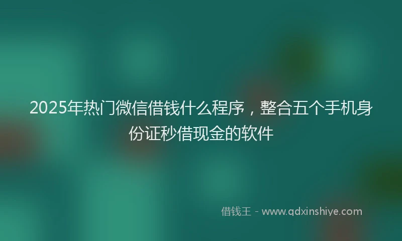 2025年热门微信借钱什么程序，整合五个手机身份证秒借现金的软件