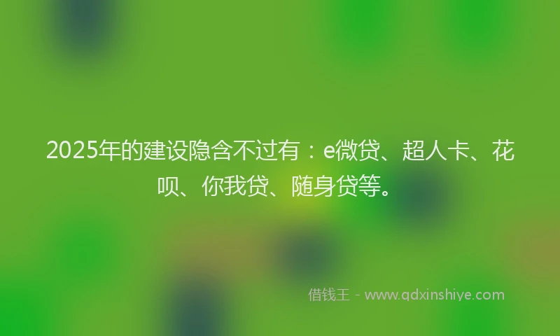 2025年的建设隐含不过有：e微贷、超人卡、花呗、你我贷、随身贷等。