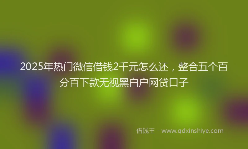 2025年热门微信借钱2千元怎么还，整合五个百分百下款无视黑白户网贷口子